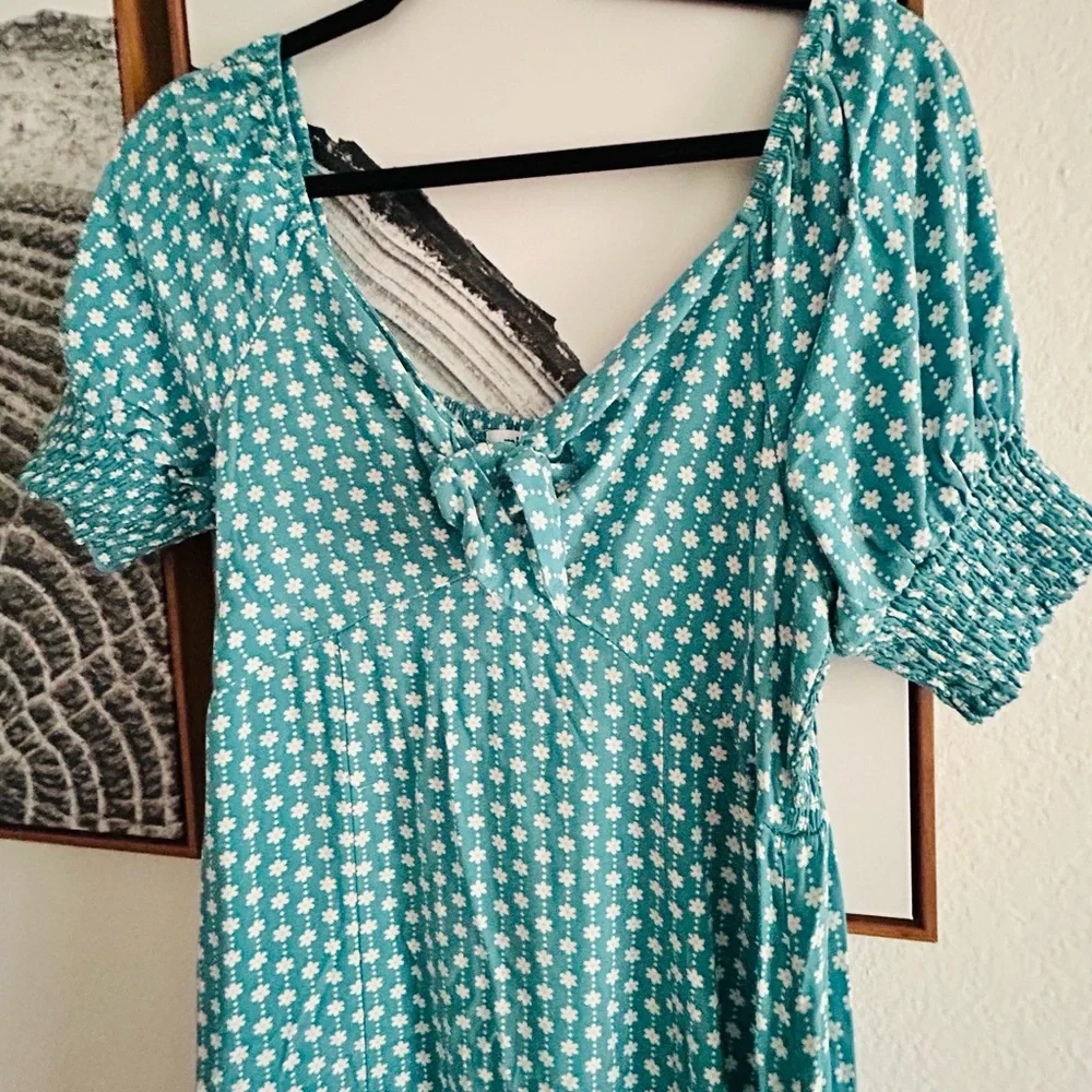 Mimi Chica Teal Floral Dress L - Picture 4 of 4